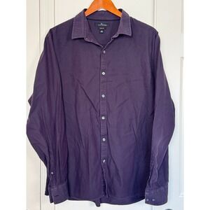 Marc Anthony Button Up Shirt Mens XXL Purple Microgeometric Slim Fit Casual